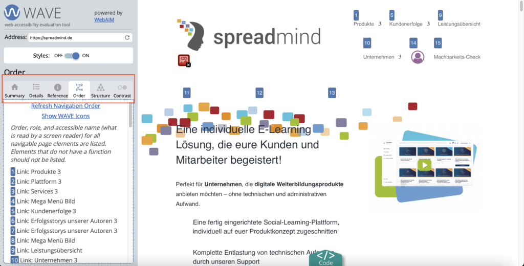 Screenshot: Beispielbild wie das Tool wave auf der eigenen Plattform verwendet werden kann